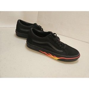 NWT Vans Old Skool Flame Wall Black Black Skate Shoes Mens 7 Womens 8.5 NEW